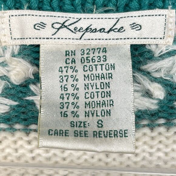 Vintage Keepsake Cardigan Sweater Women Small Eyelash Christmas Mohair Fair Isle - Picture 5 of 11